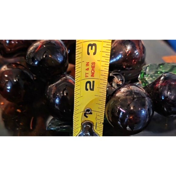 2 Vintage Alabaster & Glass Grape Cluster Decoration White Purple MCM - Picture 16 of 16